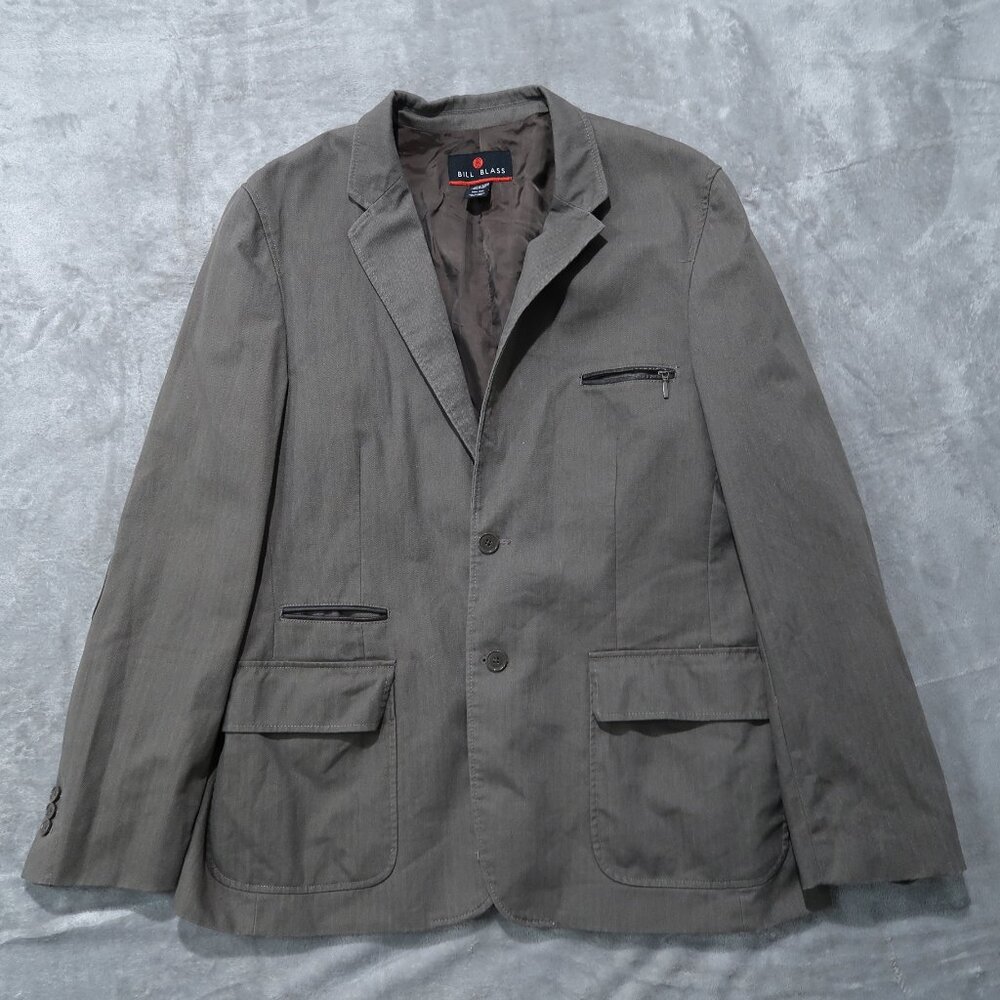 Bill Blass Blazer Jacket Mens Sport Coat Button Down Business Casual Brown XXL